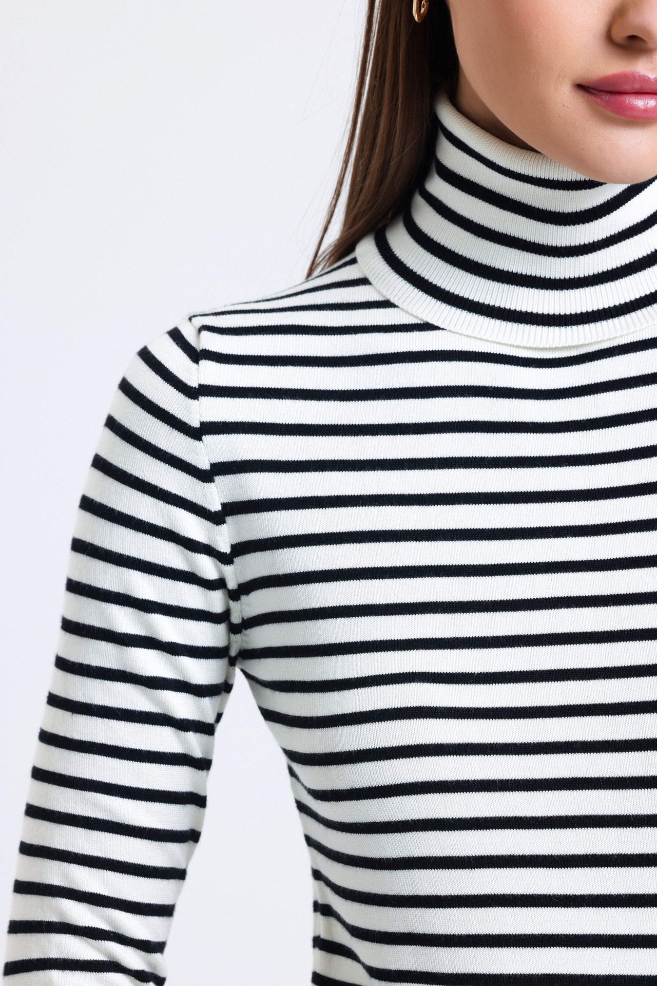 Striped High Neck Sweater