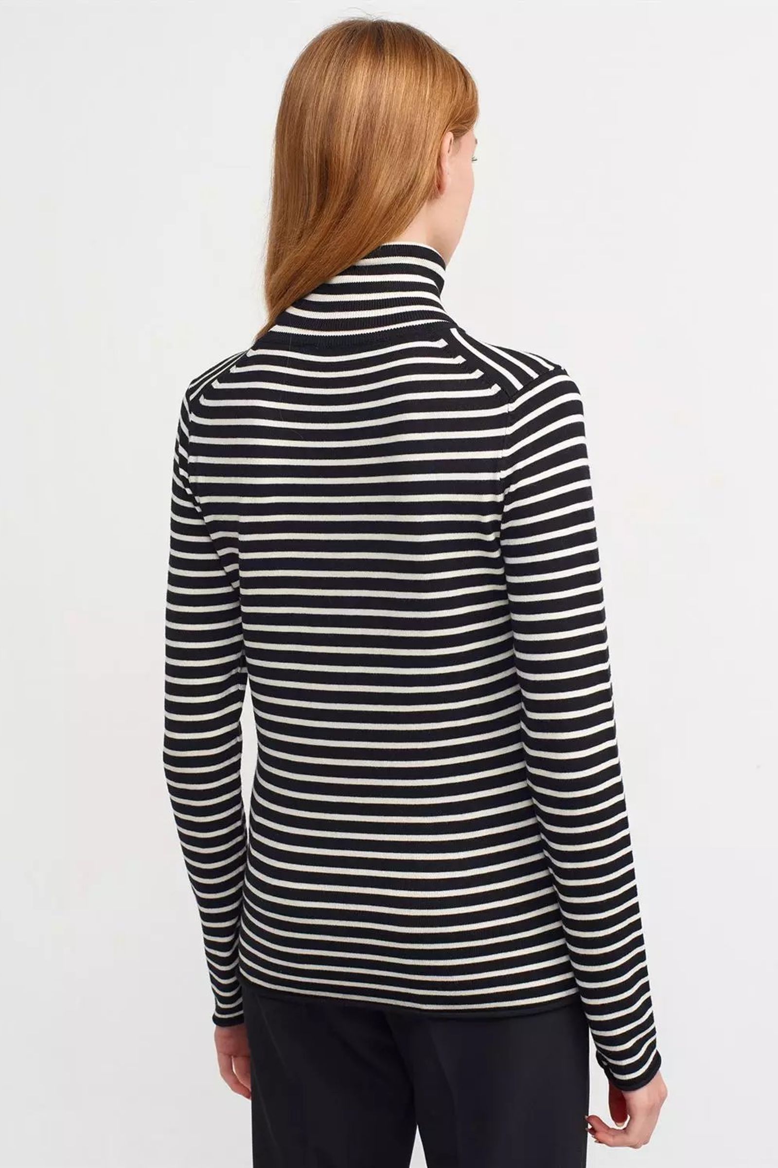 Striped High Neck Sweater