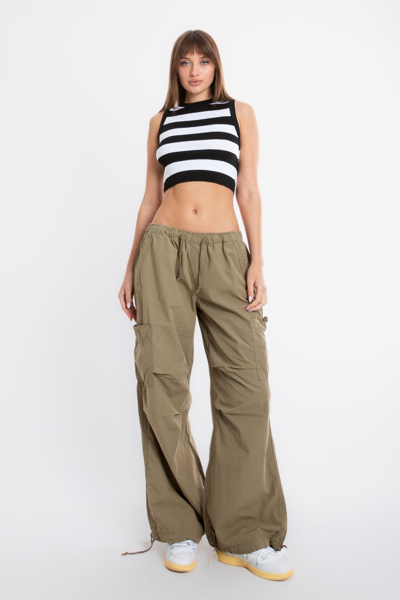 Striped Crew Neck Knitted Crop Top