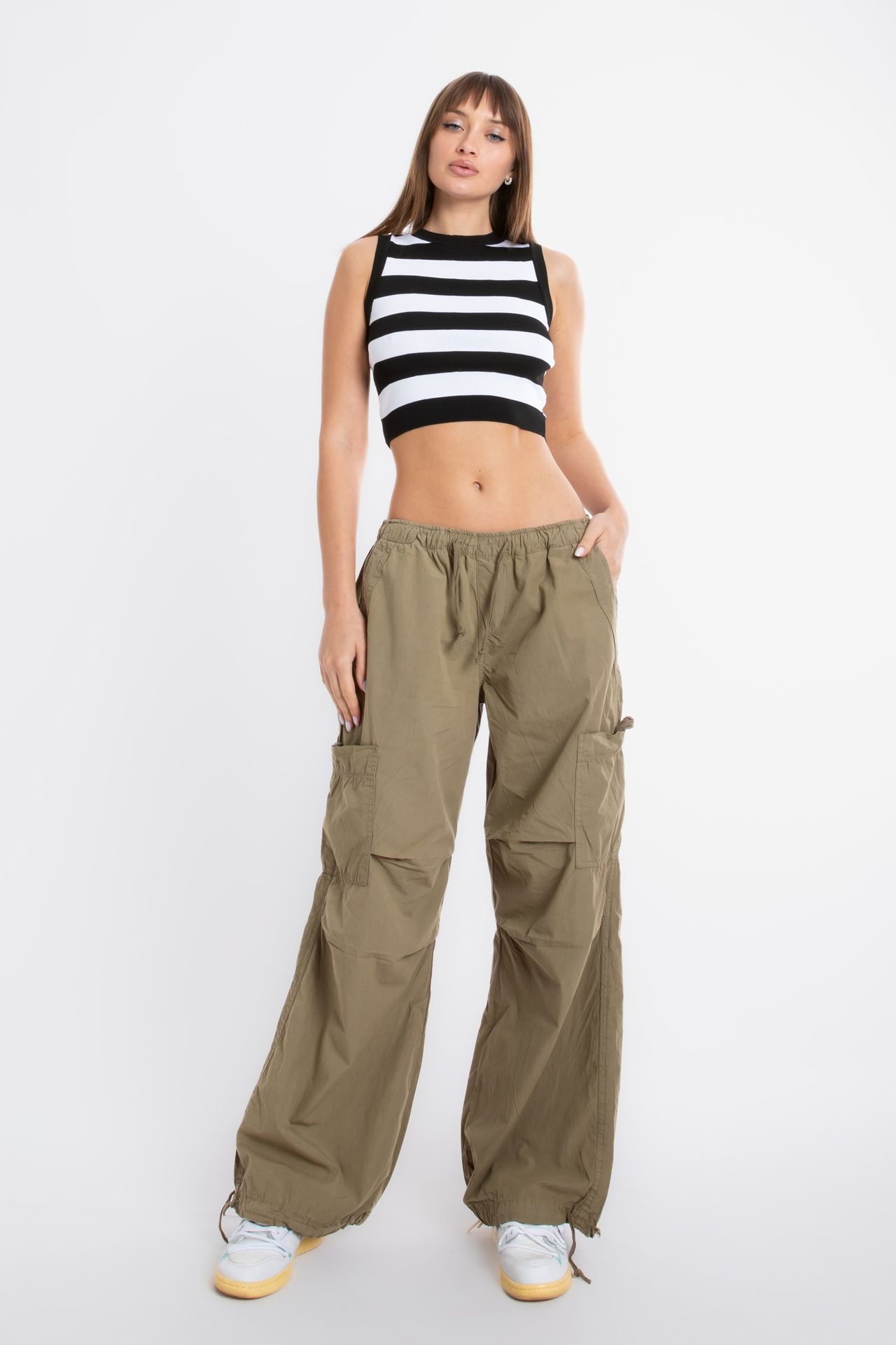 Striped Crew Neck Knitted Crop Top
