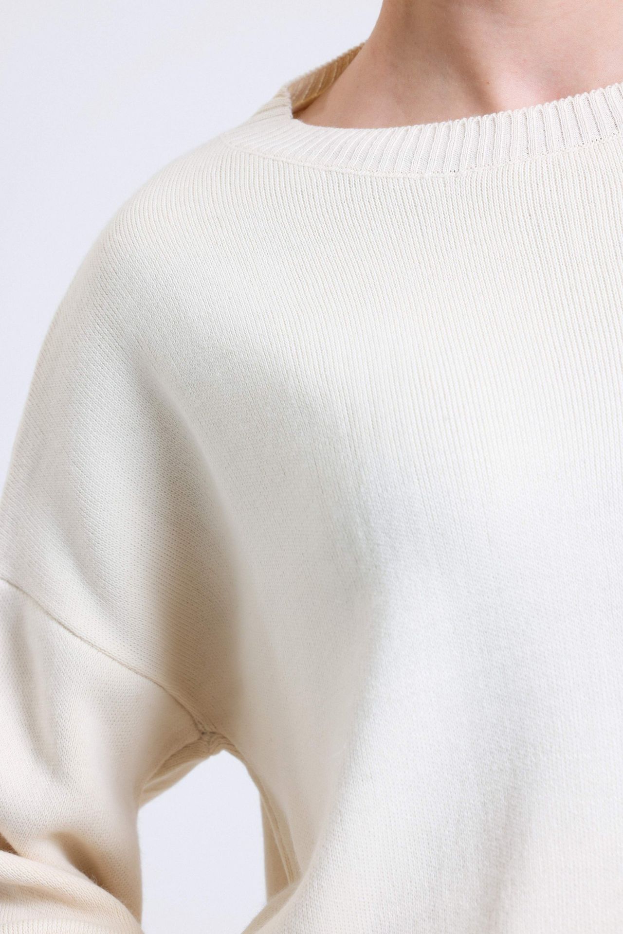 Patterned Round Neck Flare Sleeve Relaxed Sweater
