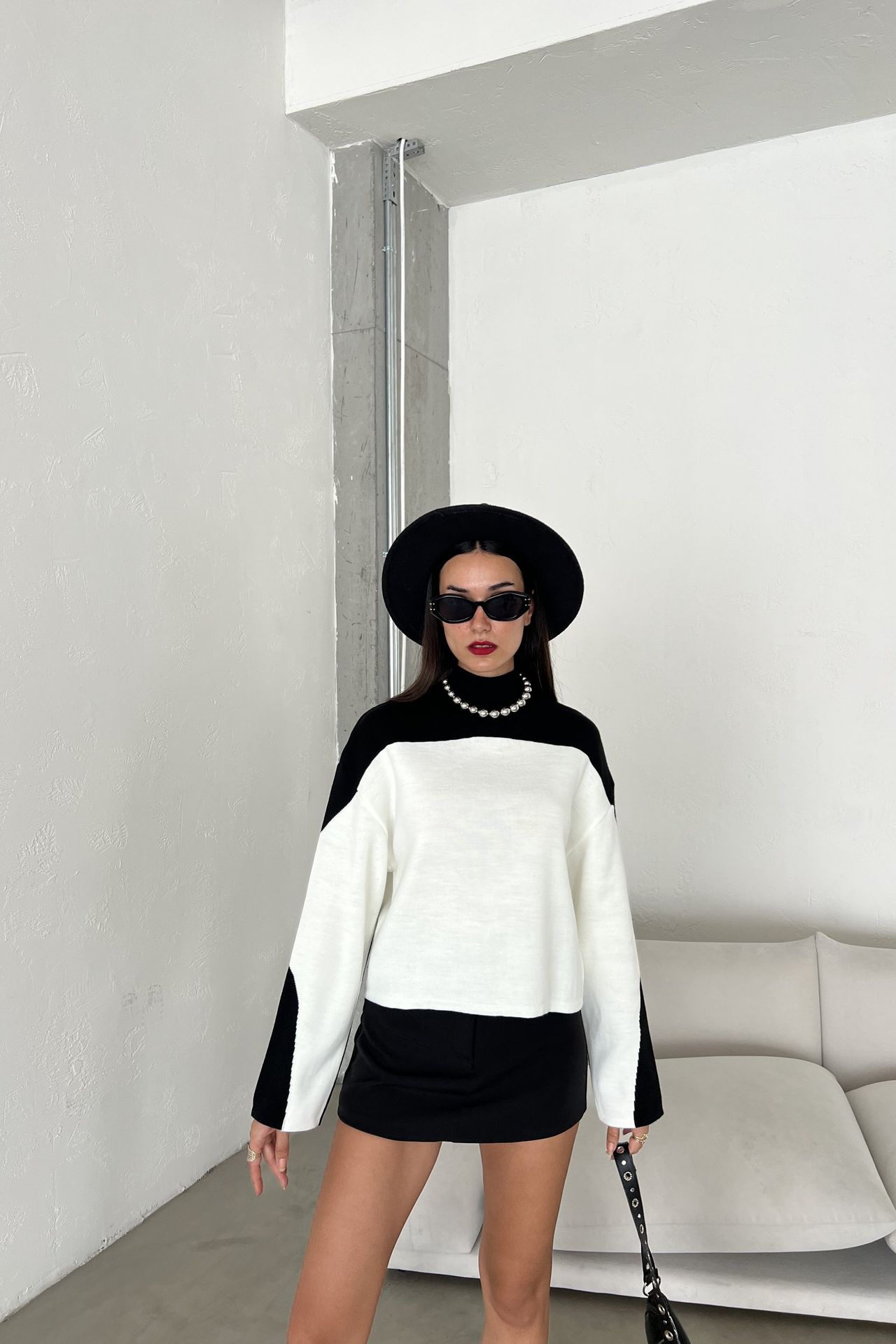 Block Coloured High Neck Oversized Sweater