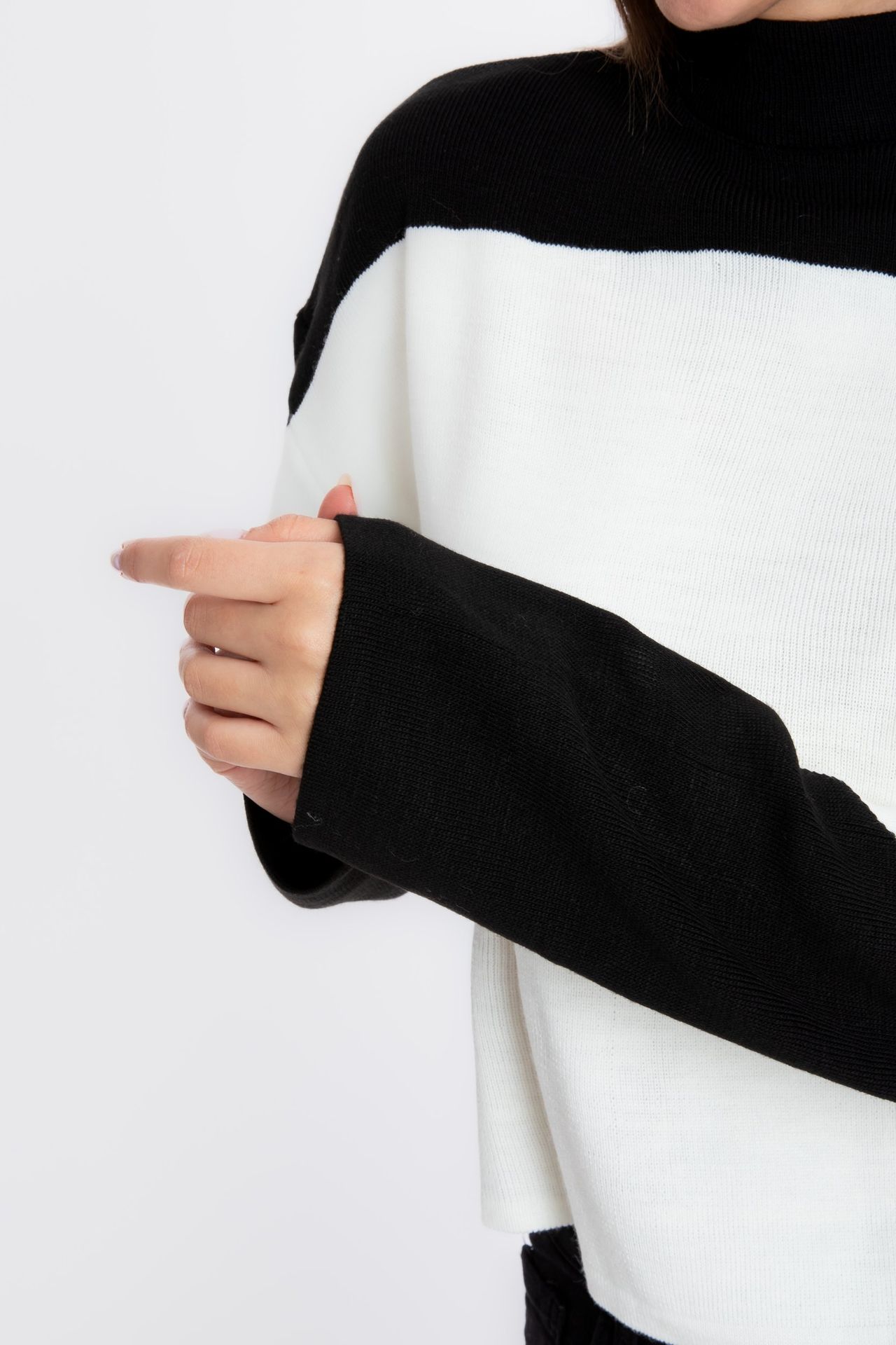 Block Coloured High Neck Oversized Sweater