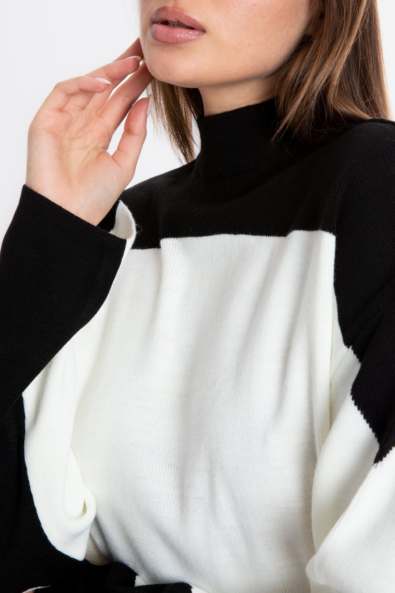 Block Coloured High Neck Oversized Sweater