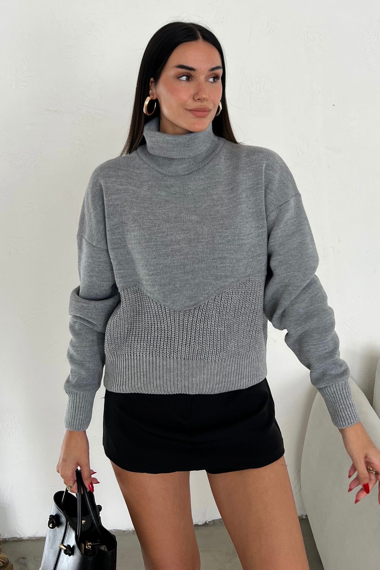 Solid Turtleneck Detailed Casual Sweater