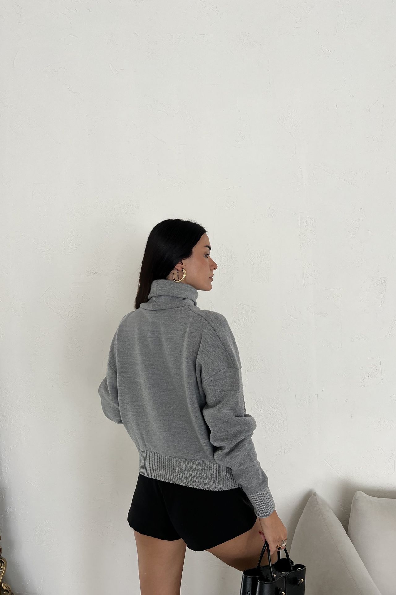 Solid Turtleneck Detailed Casual Sweater