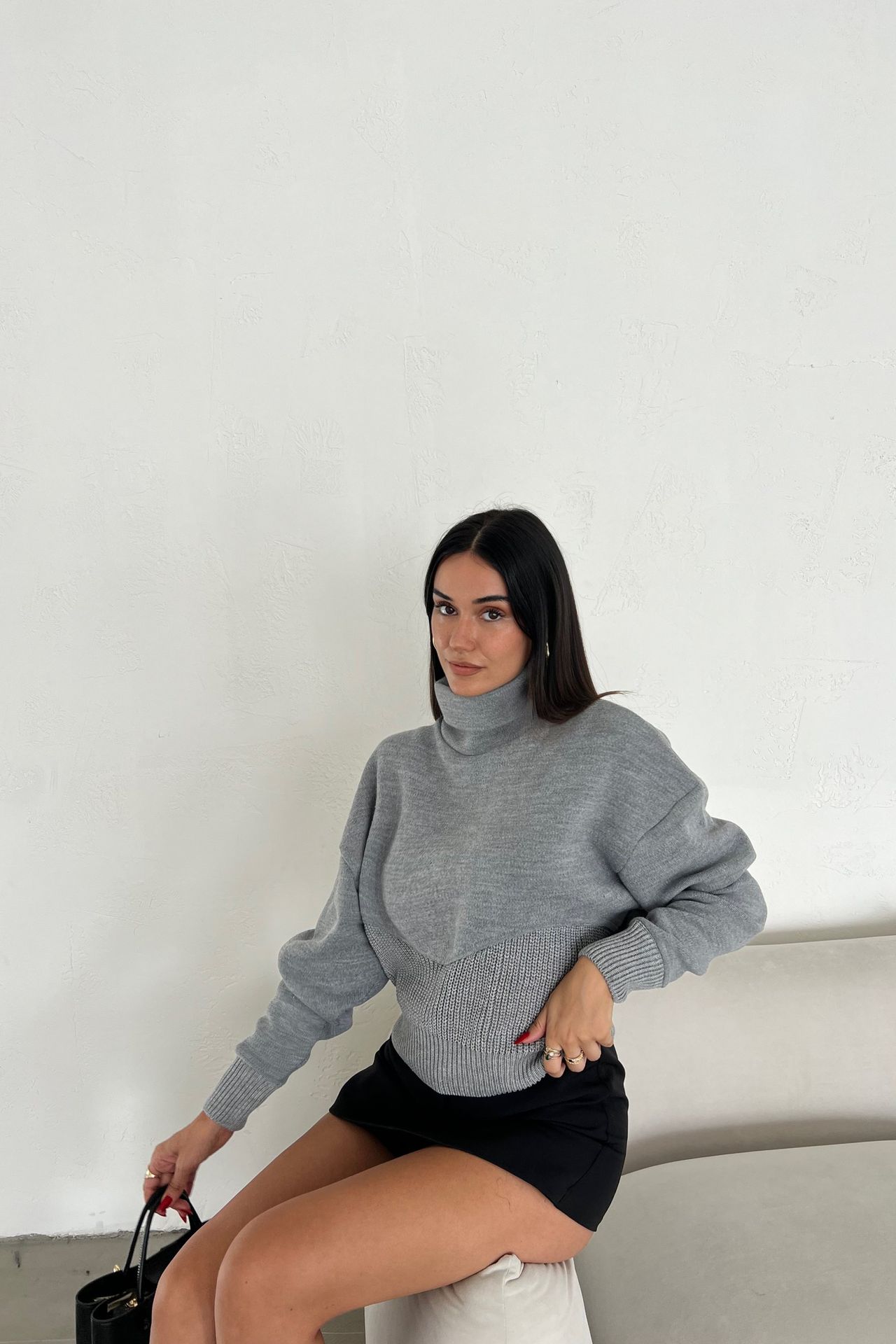 Solid Turtleneck Detailed Casual Sweater