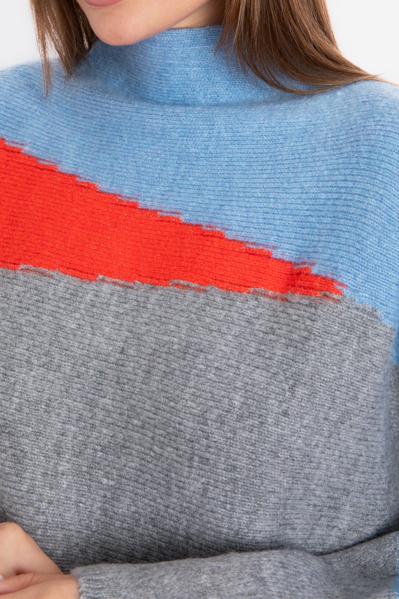 Geometric High Neck Oversized Sweater