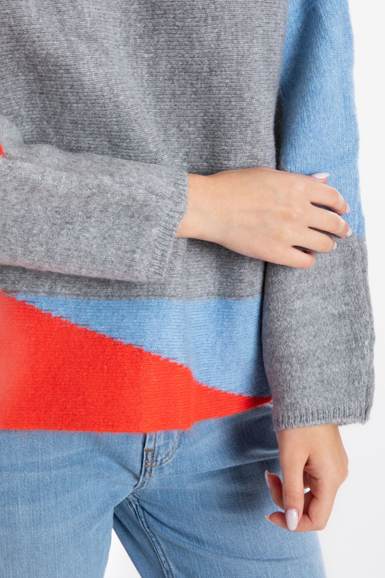 Geometric High Neck Oversized Sweater