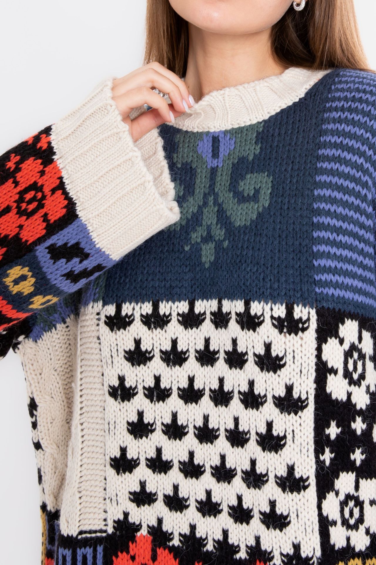 Paisley Crew Neck Oversized Sweater