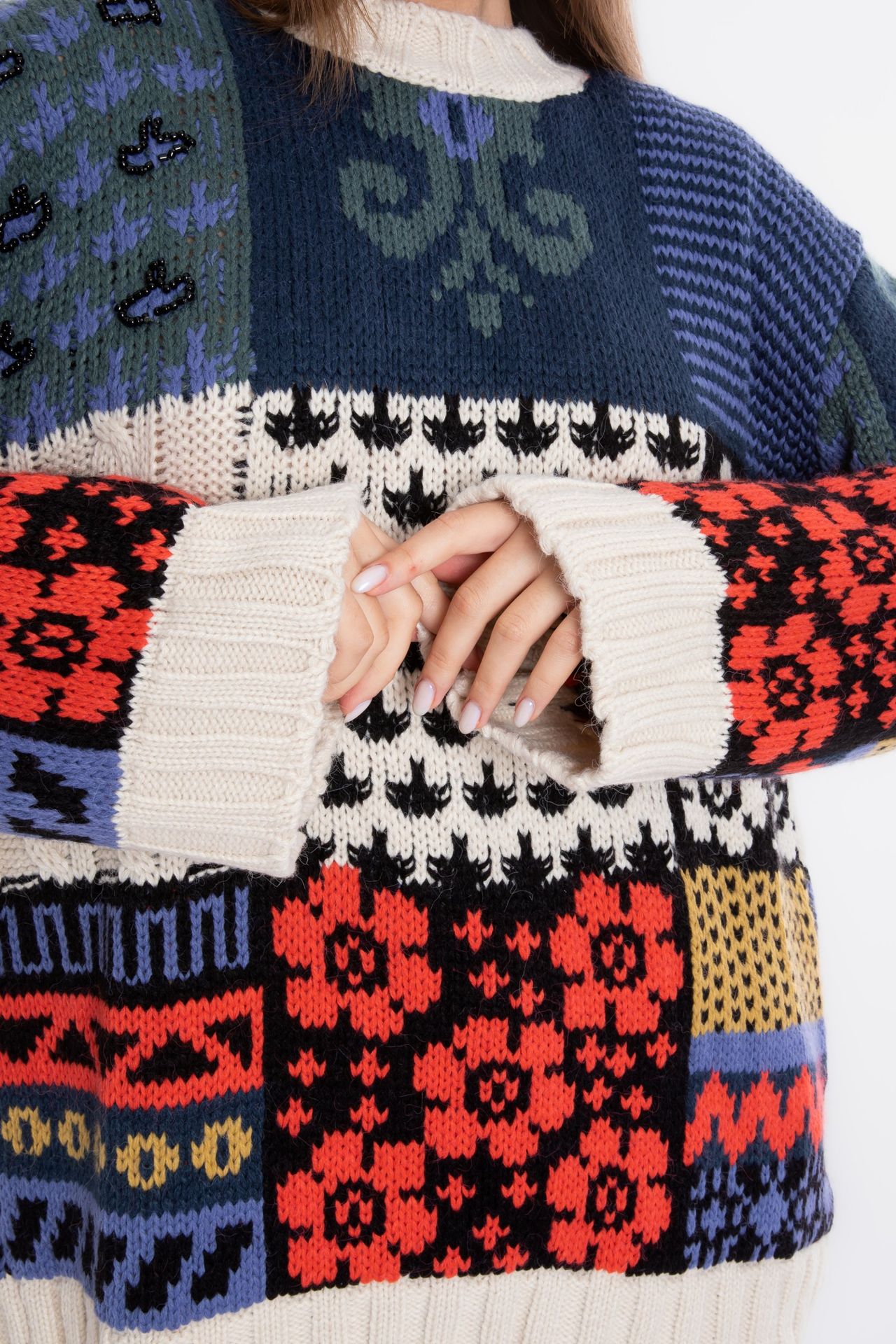 Paisley Crew Neck Oversized Sweater