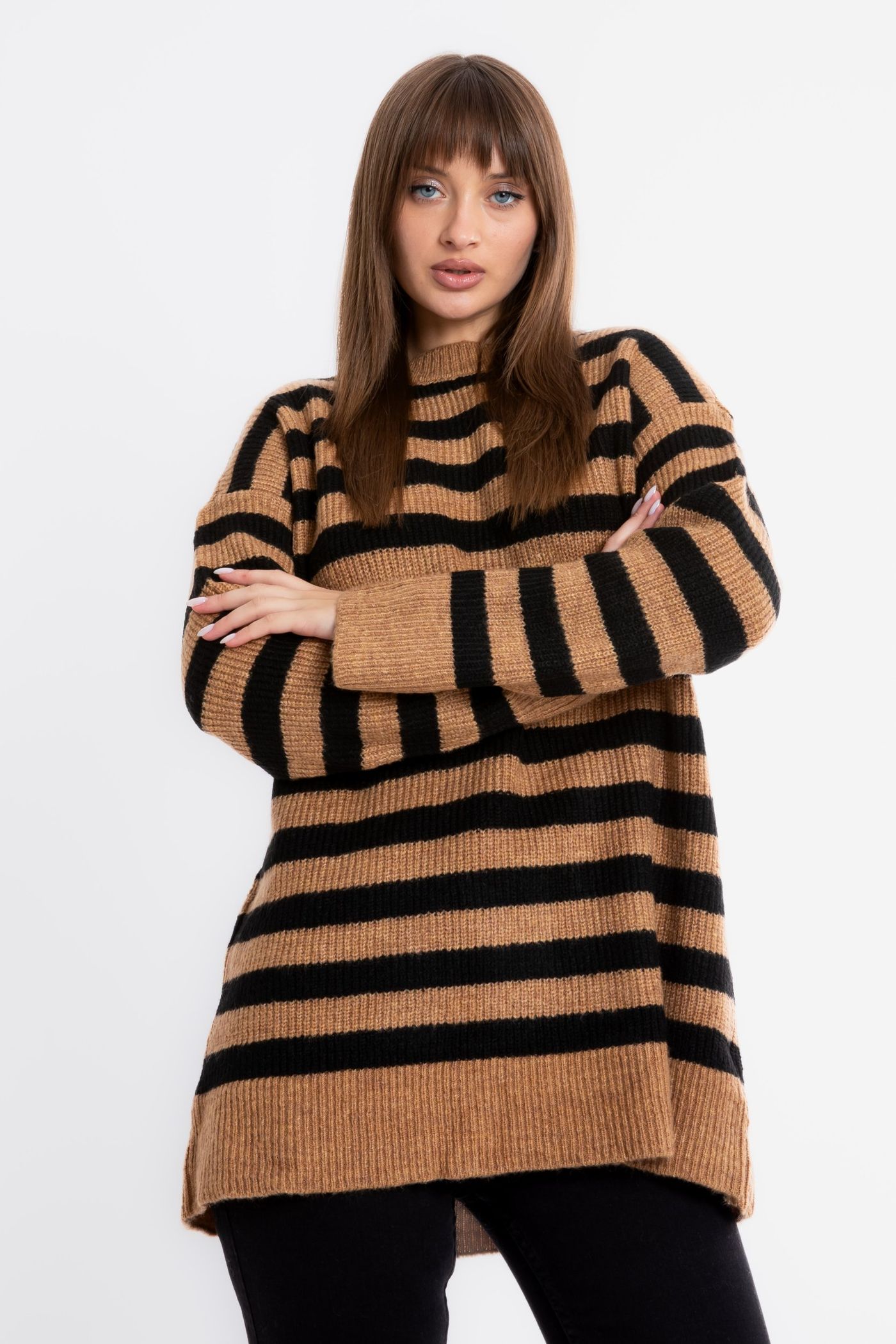 Striped Crew Neck Oversized Sweater