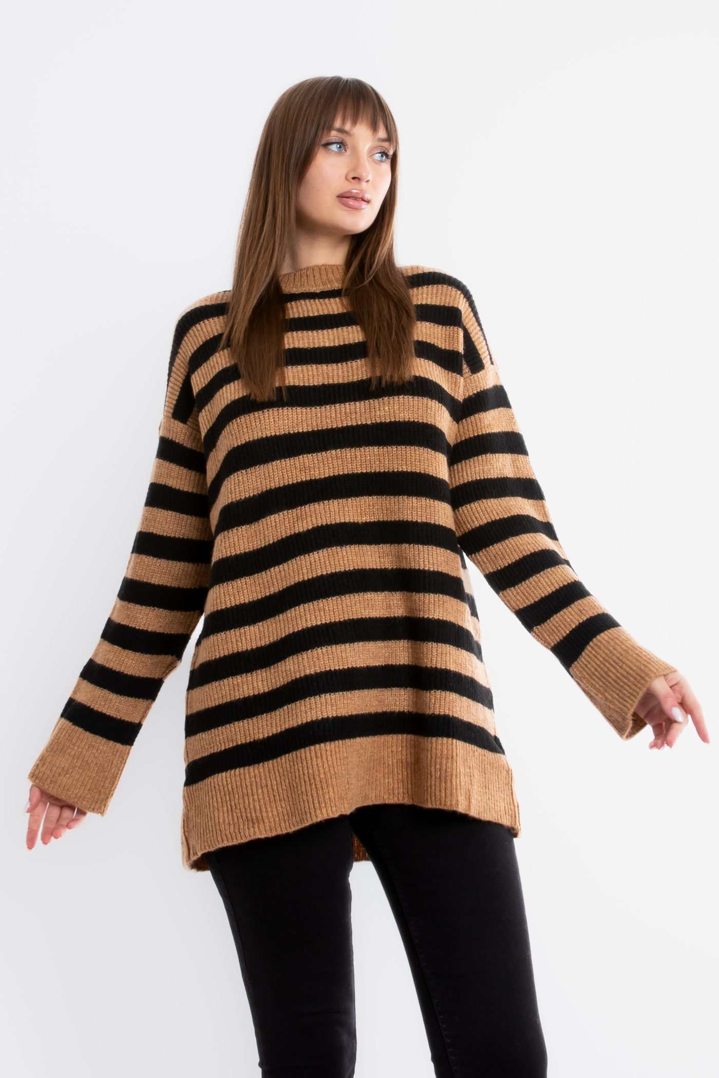 Striped Crew Neck Oversized Sweater