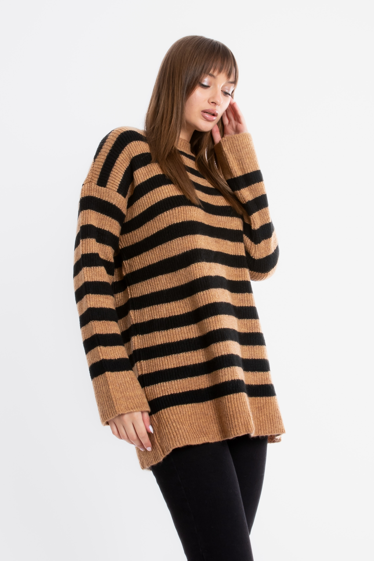 Striped Crew Neck Oversized Sweater