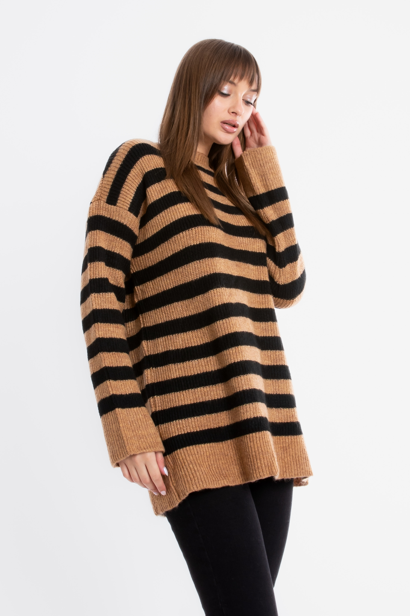 Striped Crew Neck Oversized Sweater