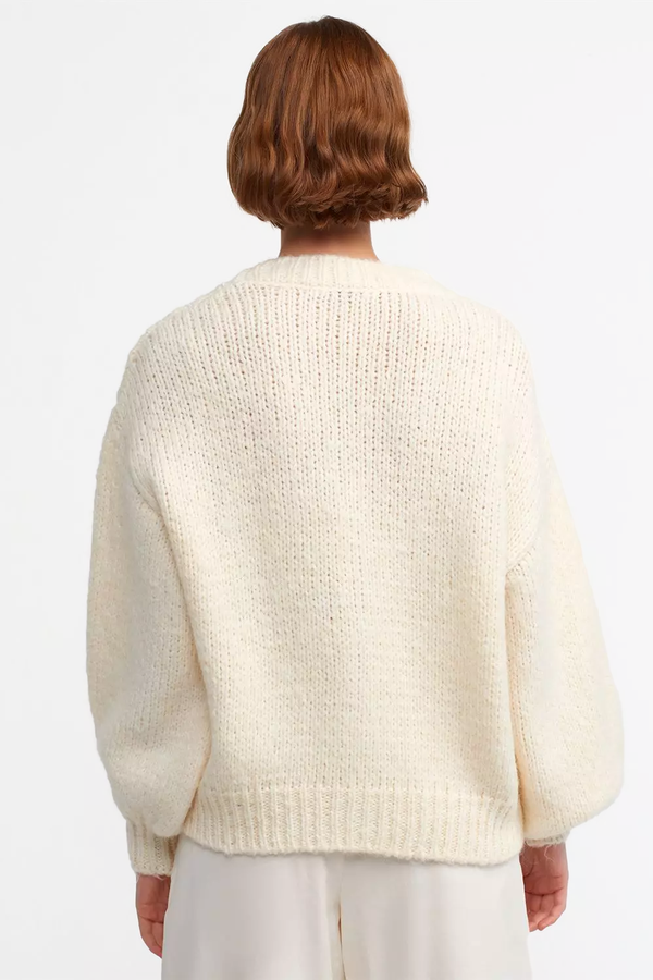 Strawberry Embroidered V Neck Baloon Sleeve Oversized Cardigan 3