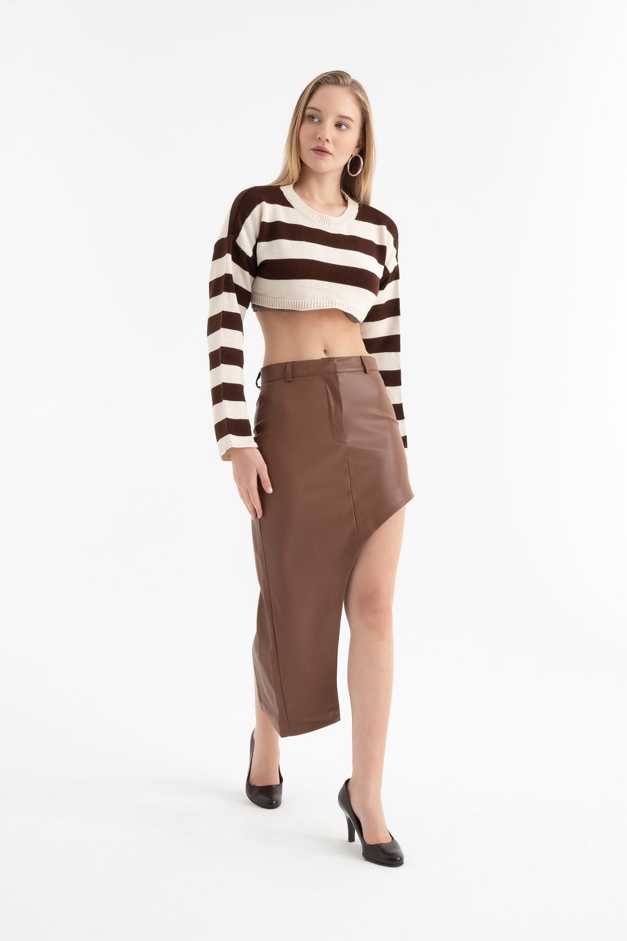 Striped Round Neck Cropped Sweater