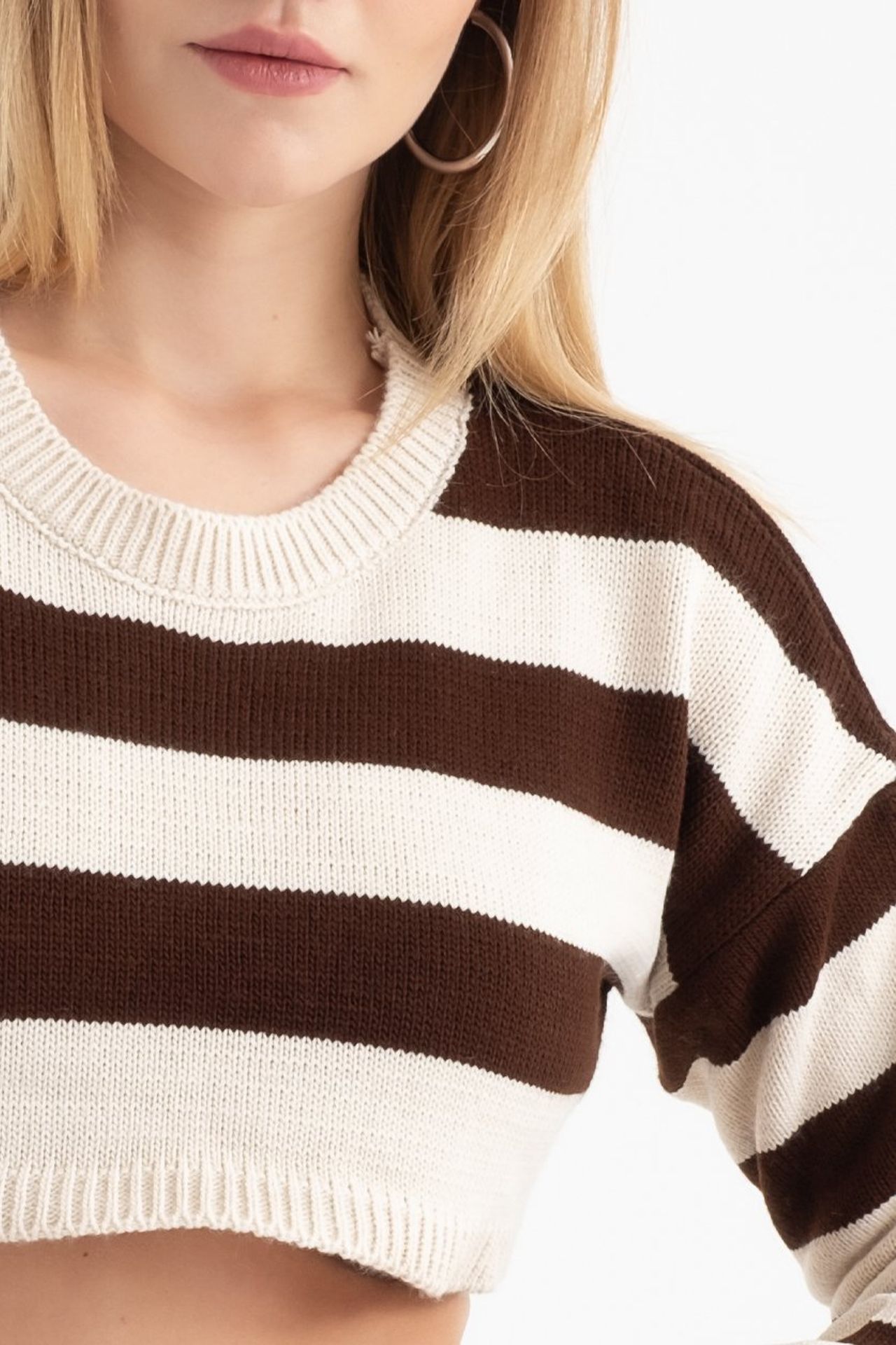 Striped Round Neck Cropped Sweater