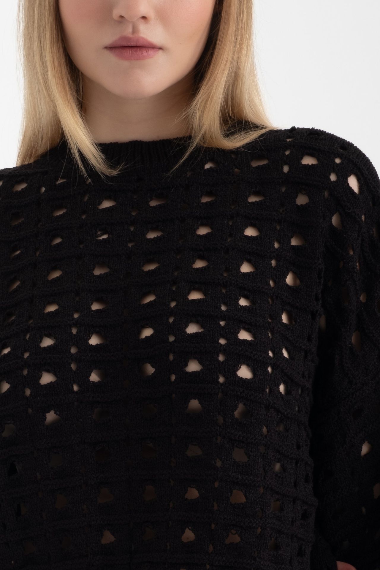 Crew Neck Crochet Sweater