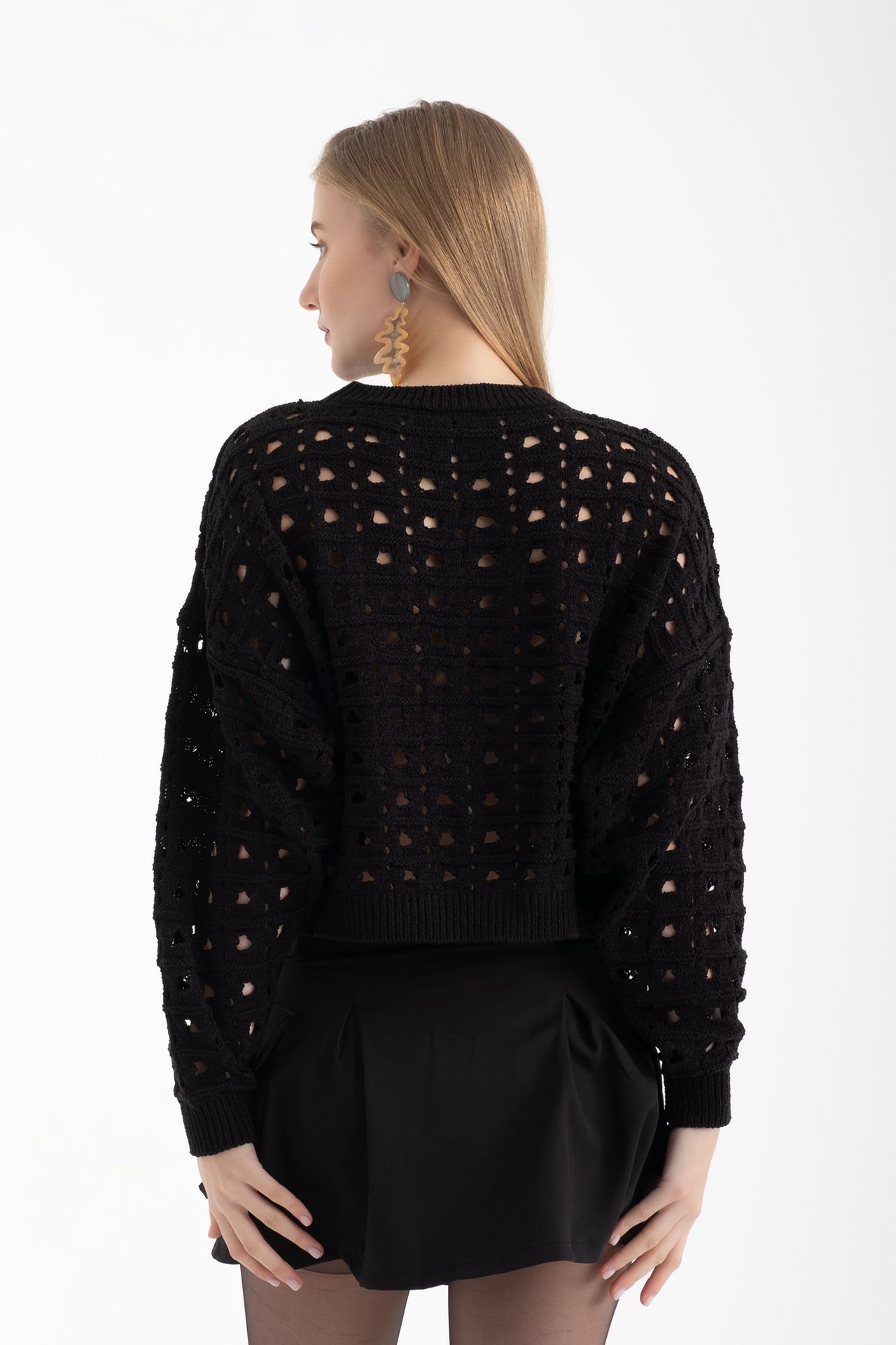 Crew Neck Crochet Sweater