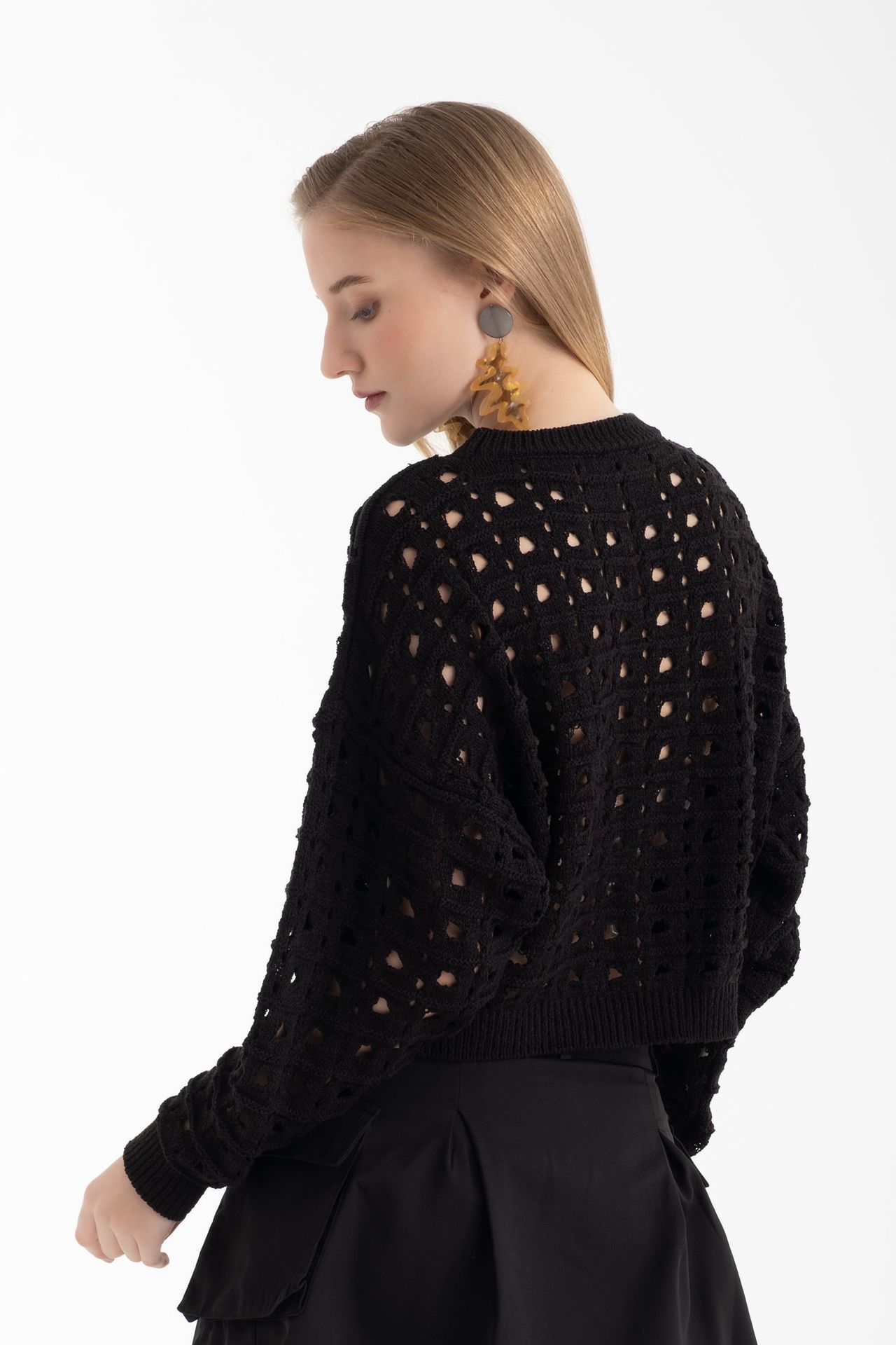 Crew Neck Crochet Sweater