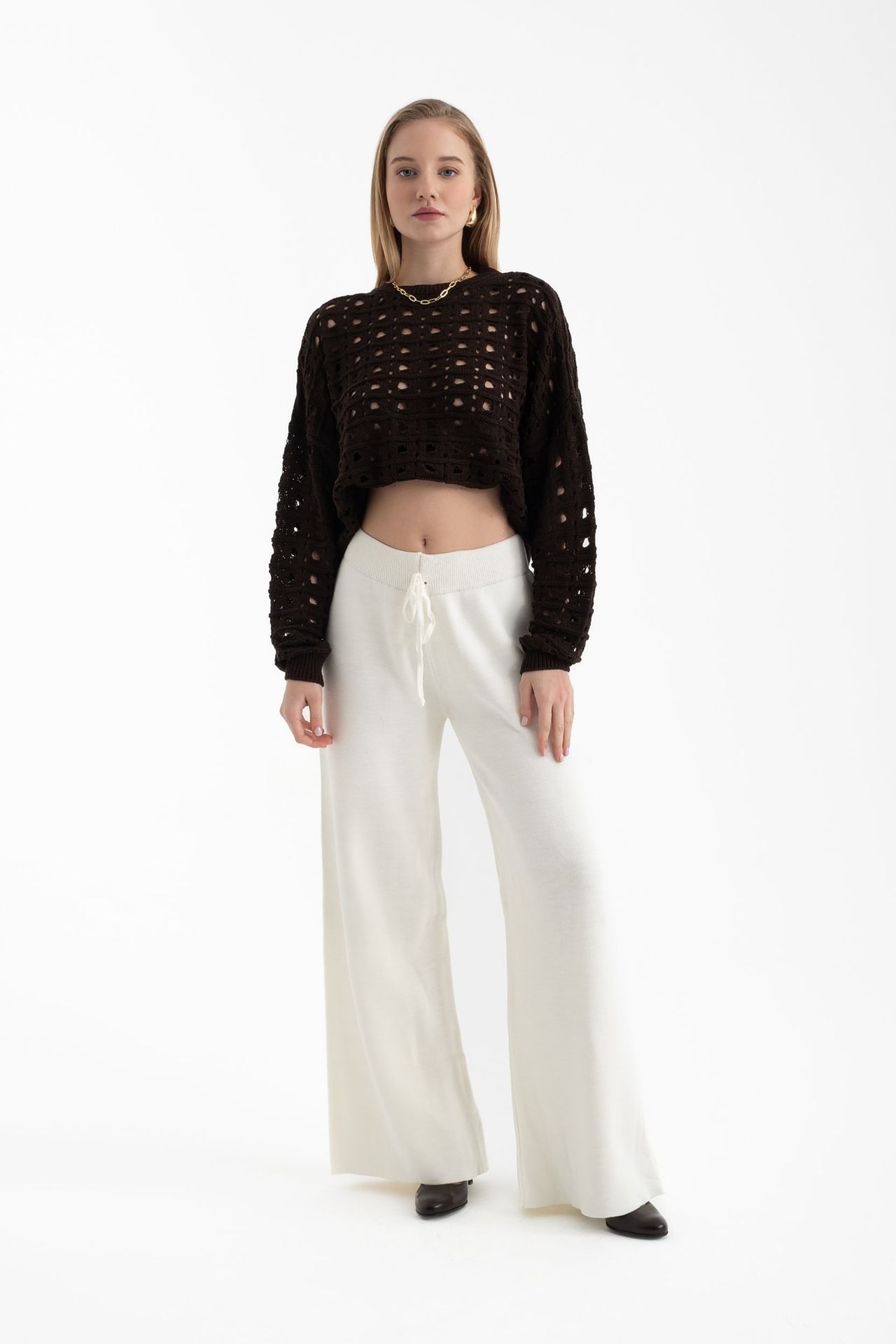 Crew Neck Crochet Sweater