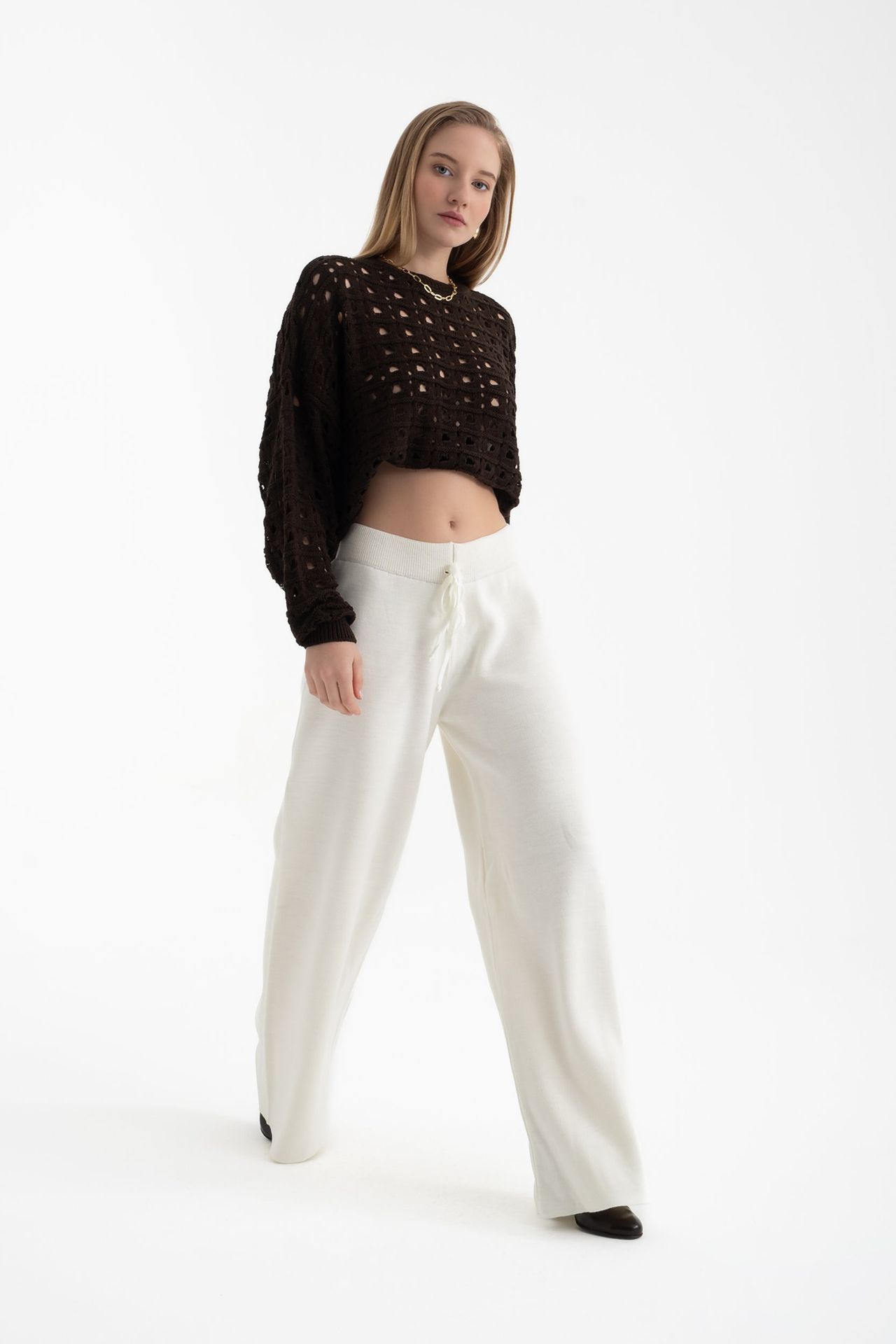Crew Neck Crochet Sweater
