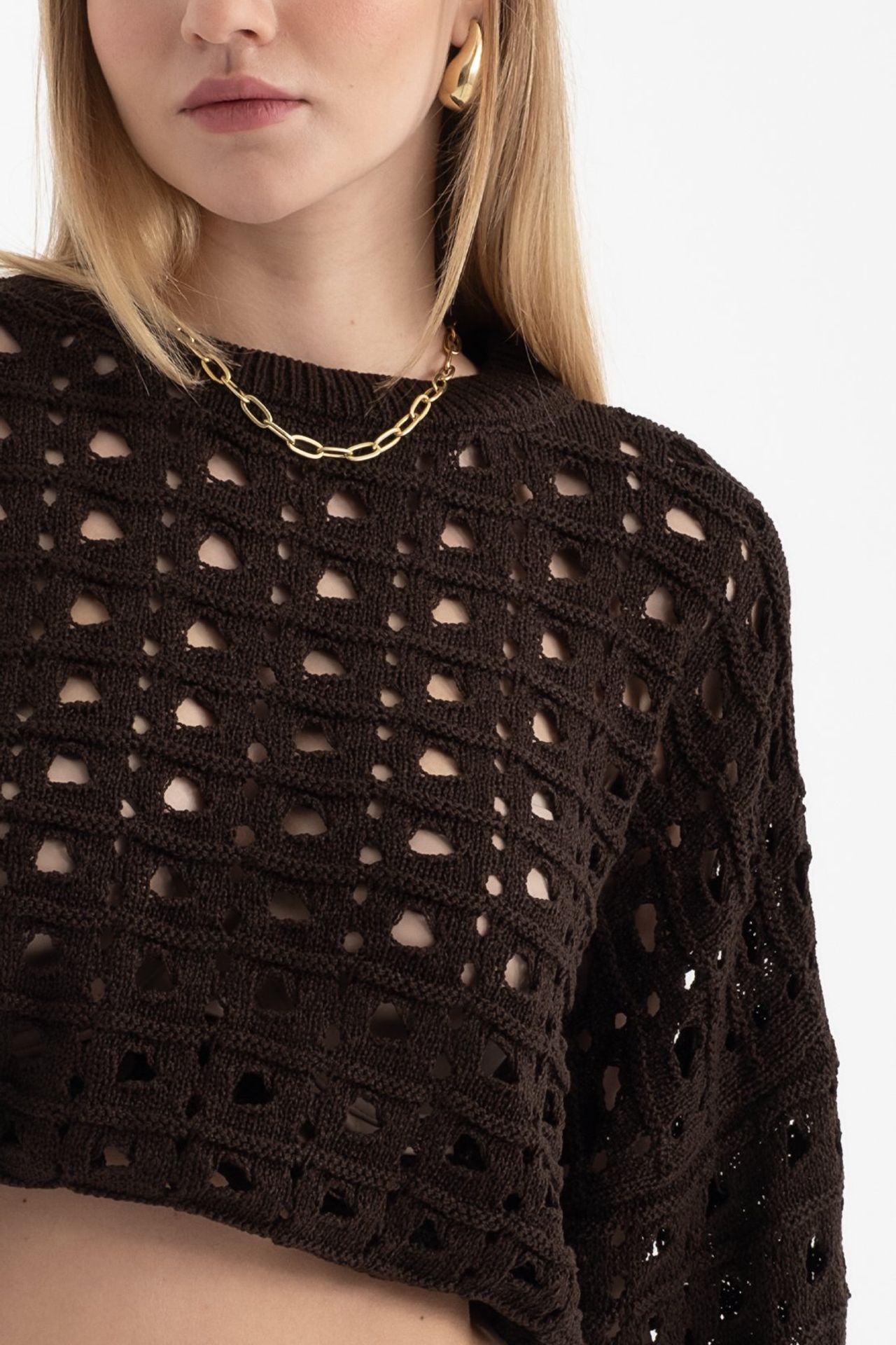 Crew Neck Crochet Sweater