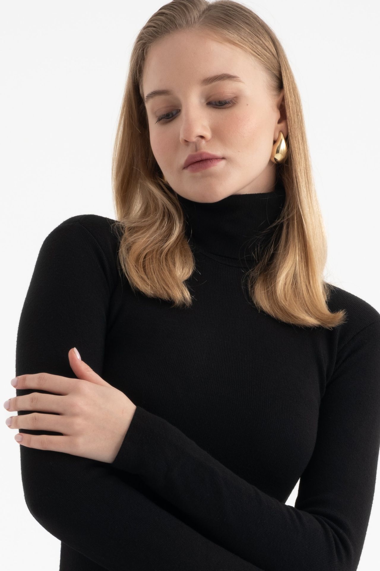 Polo Neck Basic Sweater