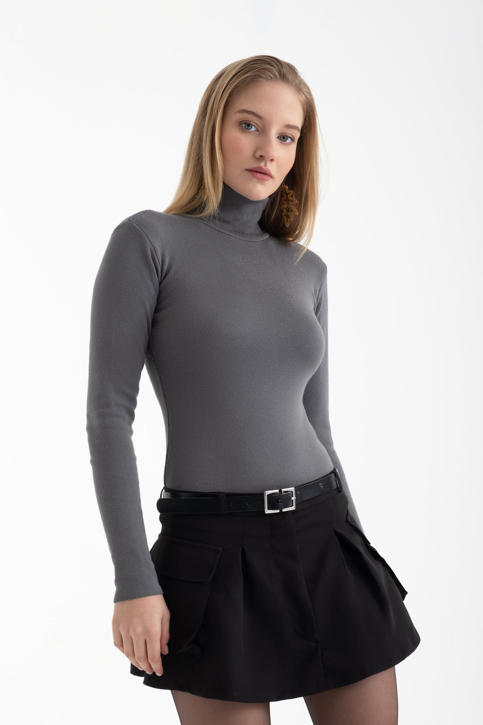 Polo Neck Basic Sweater