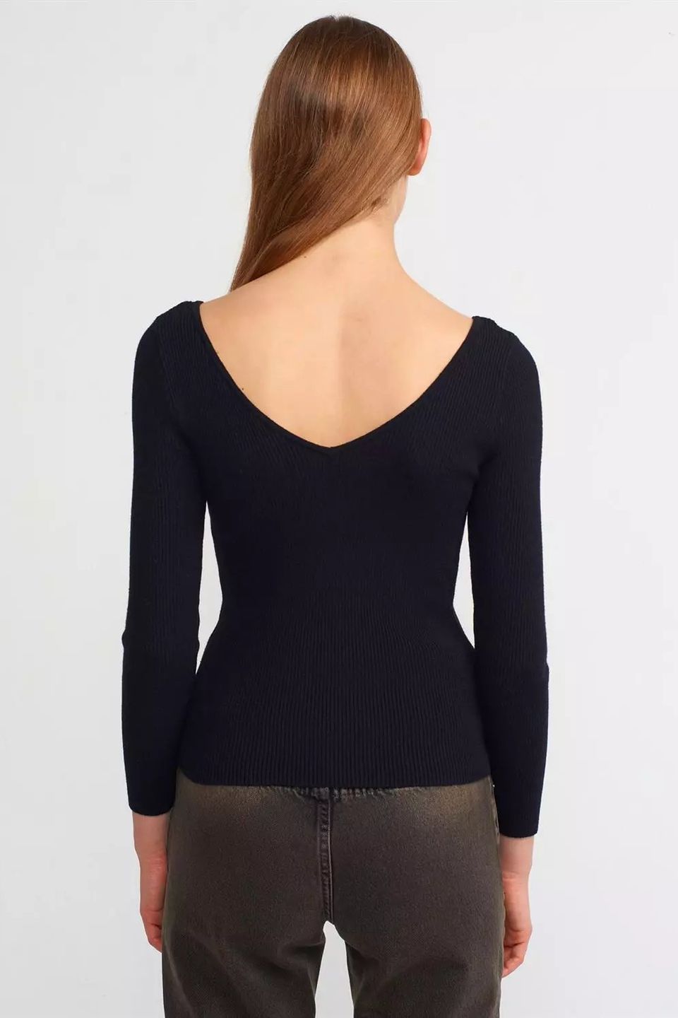 V Neck Ribbed Basic Sweater 4