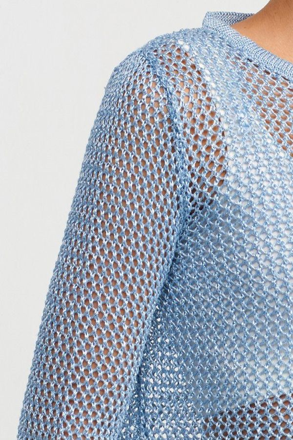 Crew Neck Long Sleeve Crochet Top 5