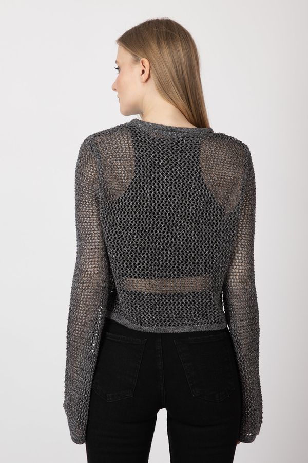 Crew Neck Long Sleeve Crochet Top 3