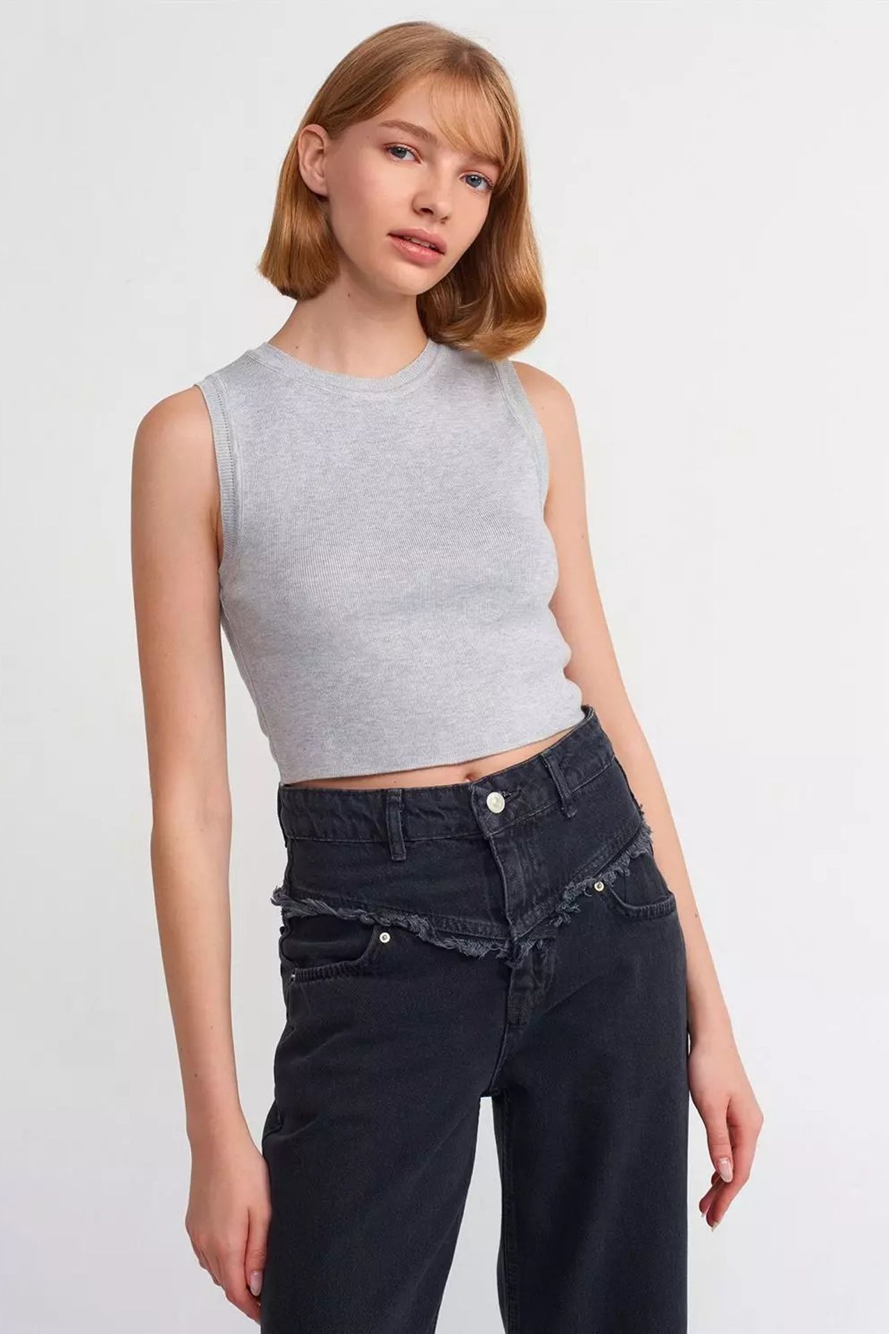 Knitted Crew Neck Crop Top