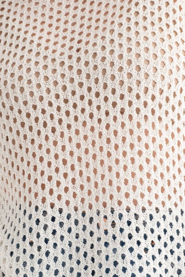 Crochet Crew Neck Mesh Sweater 3