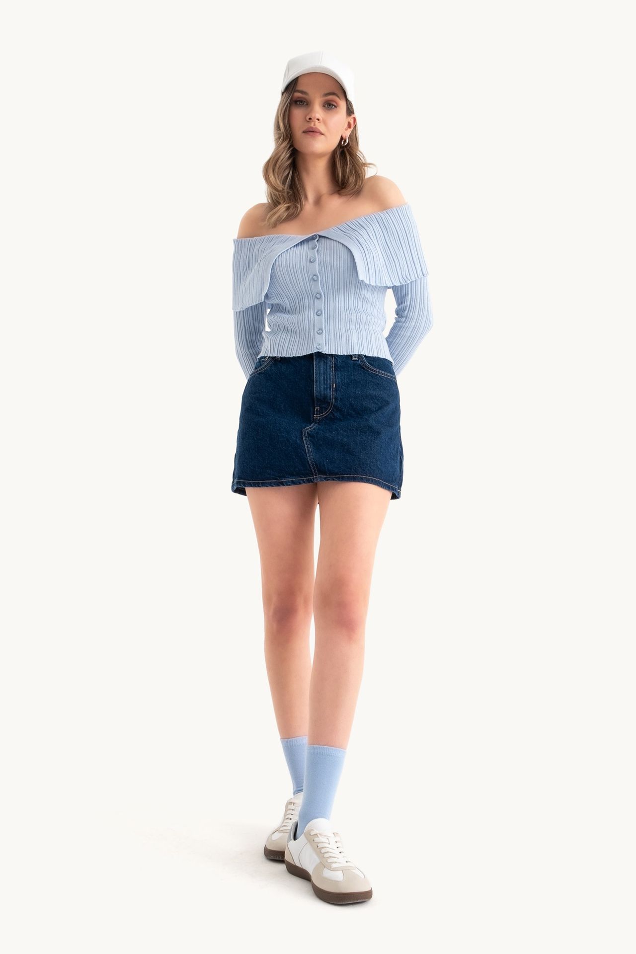Off Shoulder Cardigan with a Collar Detail