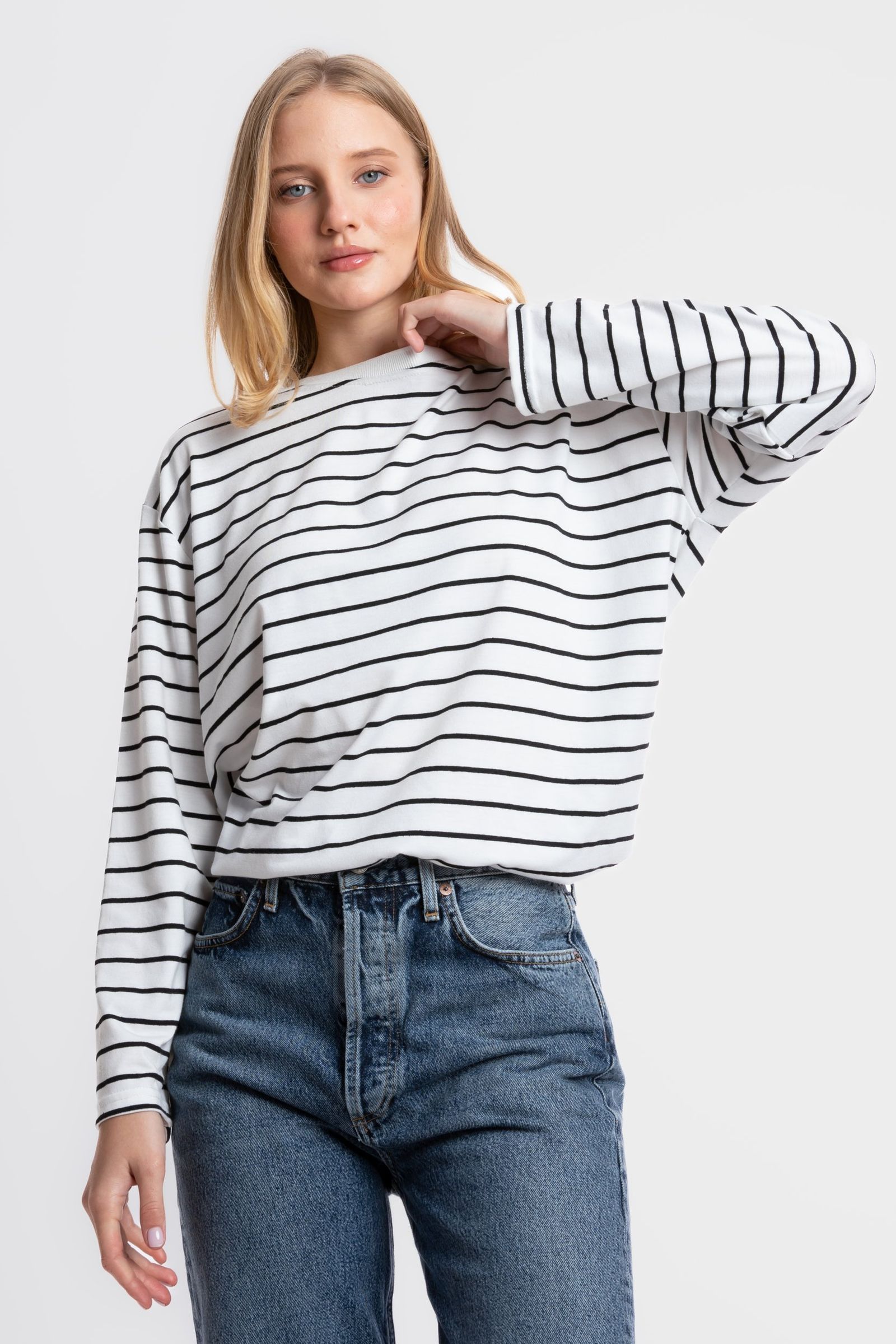 Striped Crew Neck Classic Sweatshirt