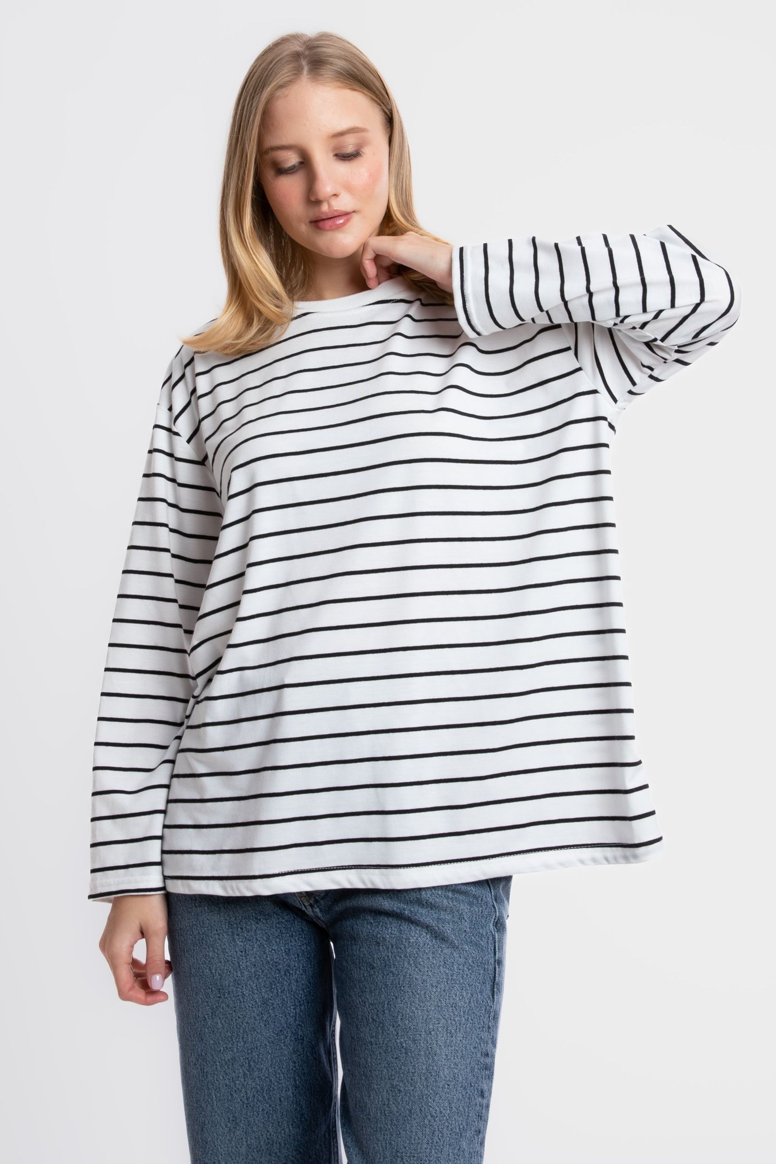 Striped Crew Neck Classic Sweatshirt