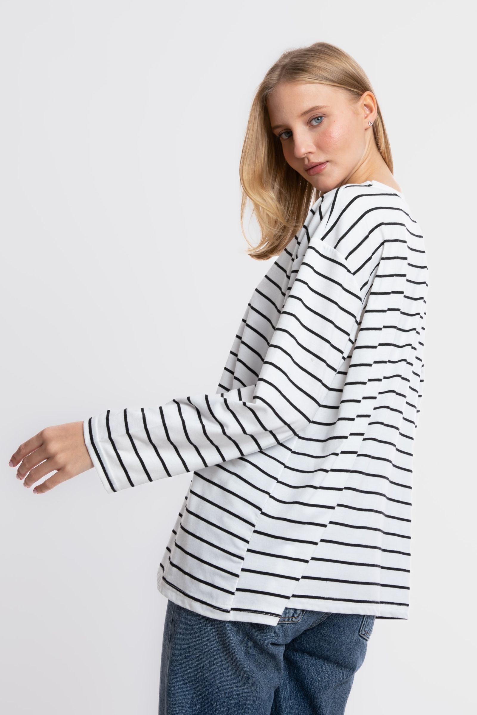 Striped Crew Neck Classic Sweatshirt