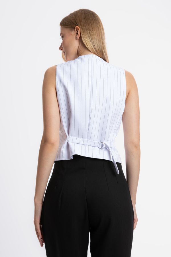 Striped V Neck Buttoned Waistcoat 4