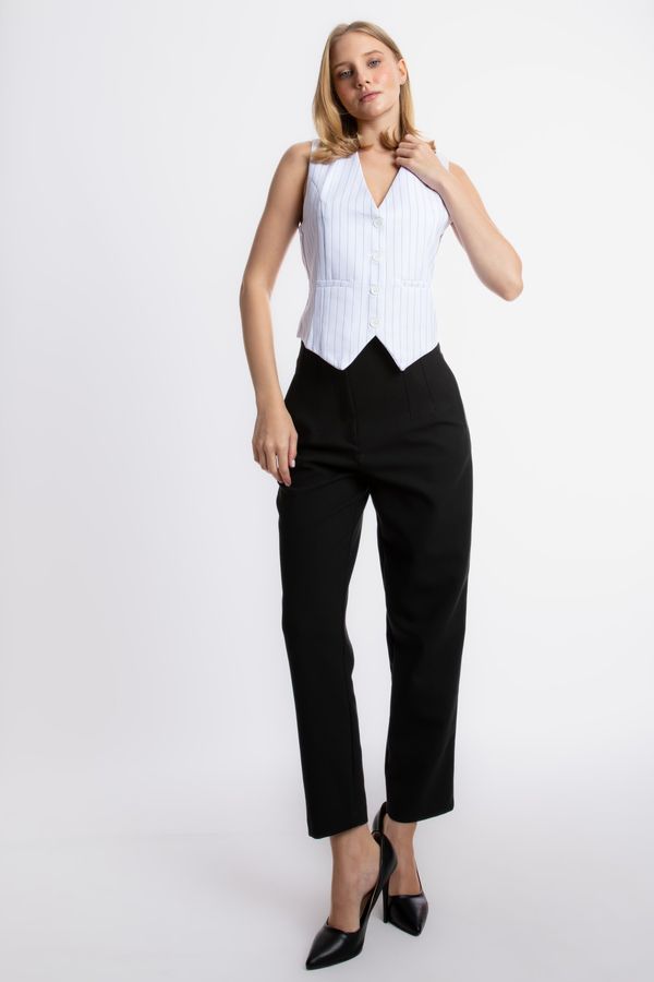 Striped V Neck Buttoned Waistcoat 5