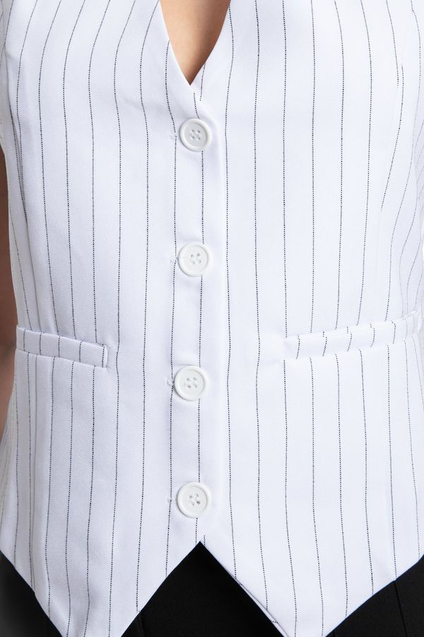 Striped V Neck Buttoned Waistcoat 6