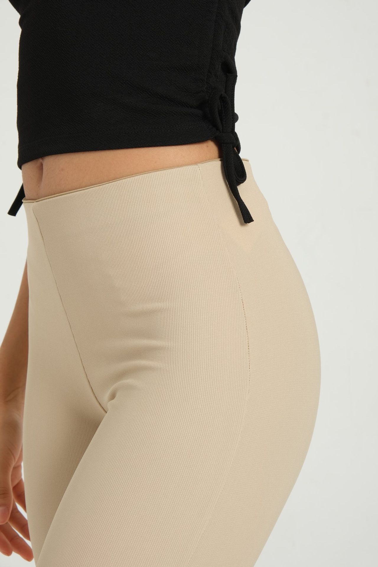Crew Neck Drawstring Basic Crop Top