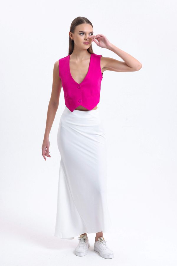 V Neck Buttoned Cropped Waistcoat 5