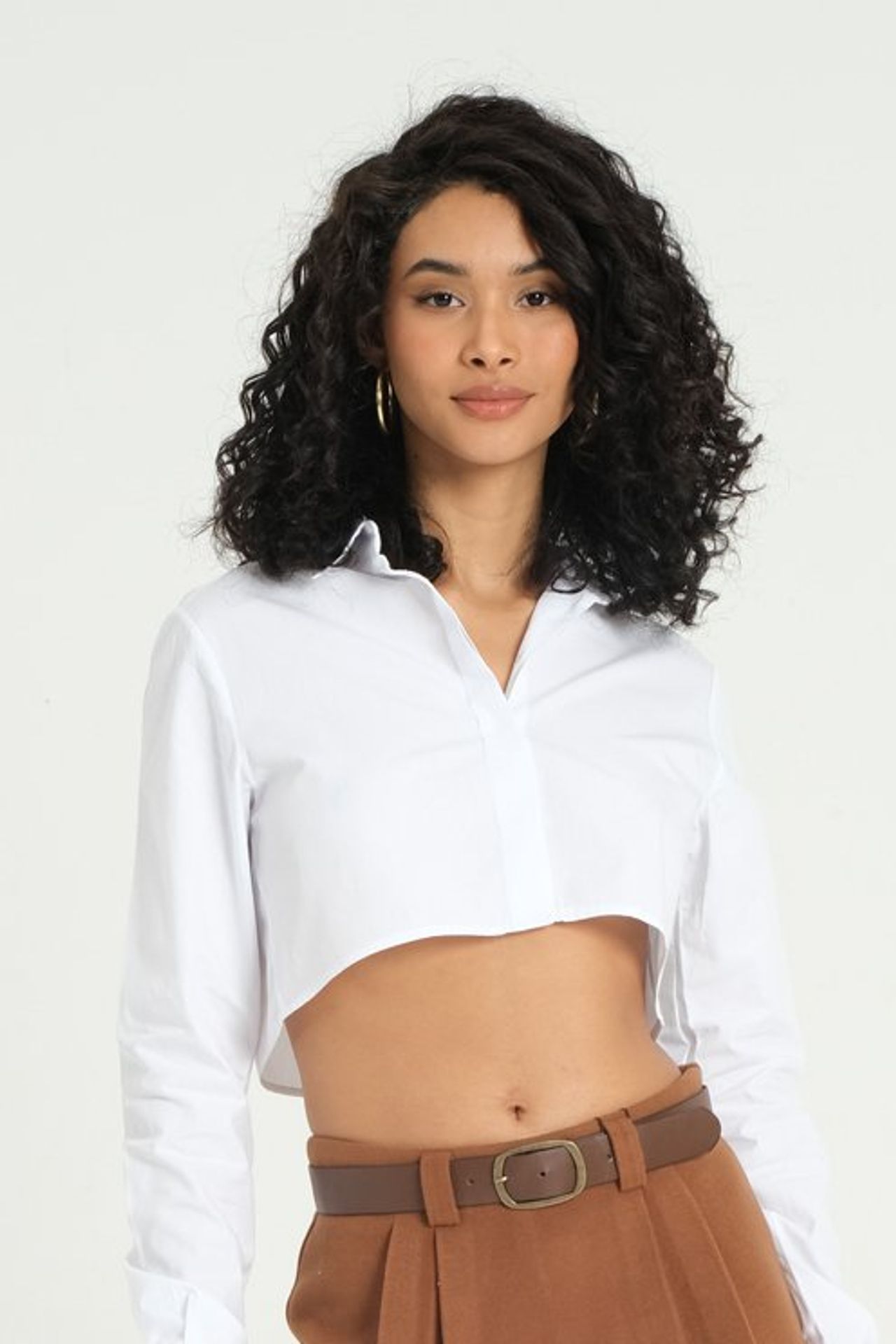 Cropped Shirt with a Cuff Detail