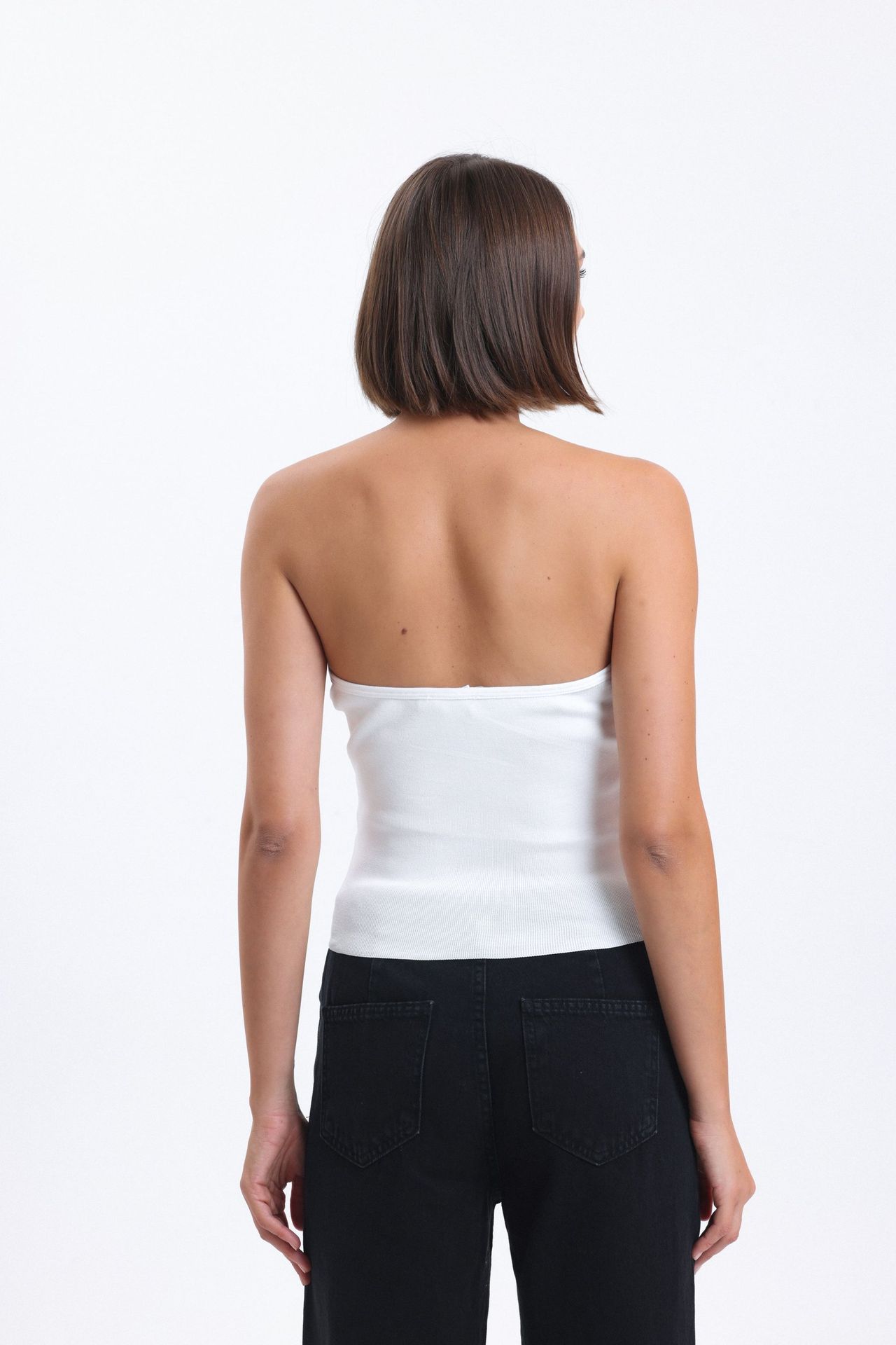 Strapless Ribbed Crop Top