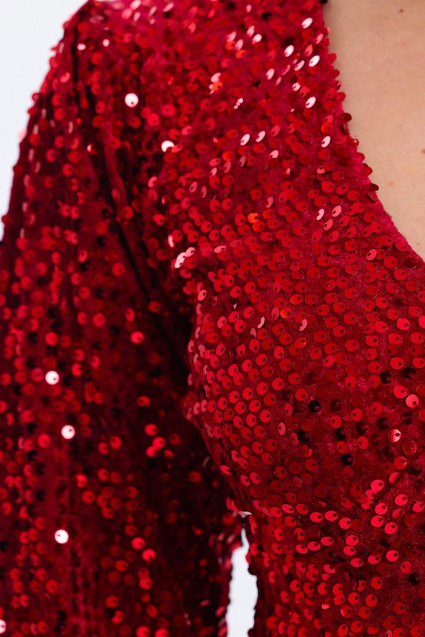V Neck Sequin Cropped Blouse 4