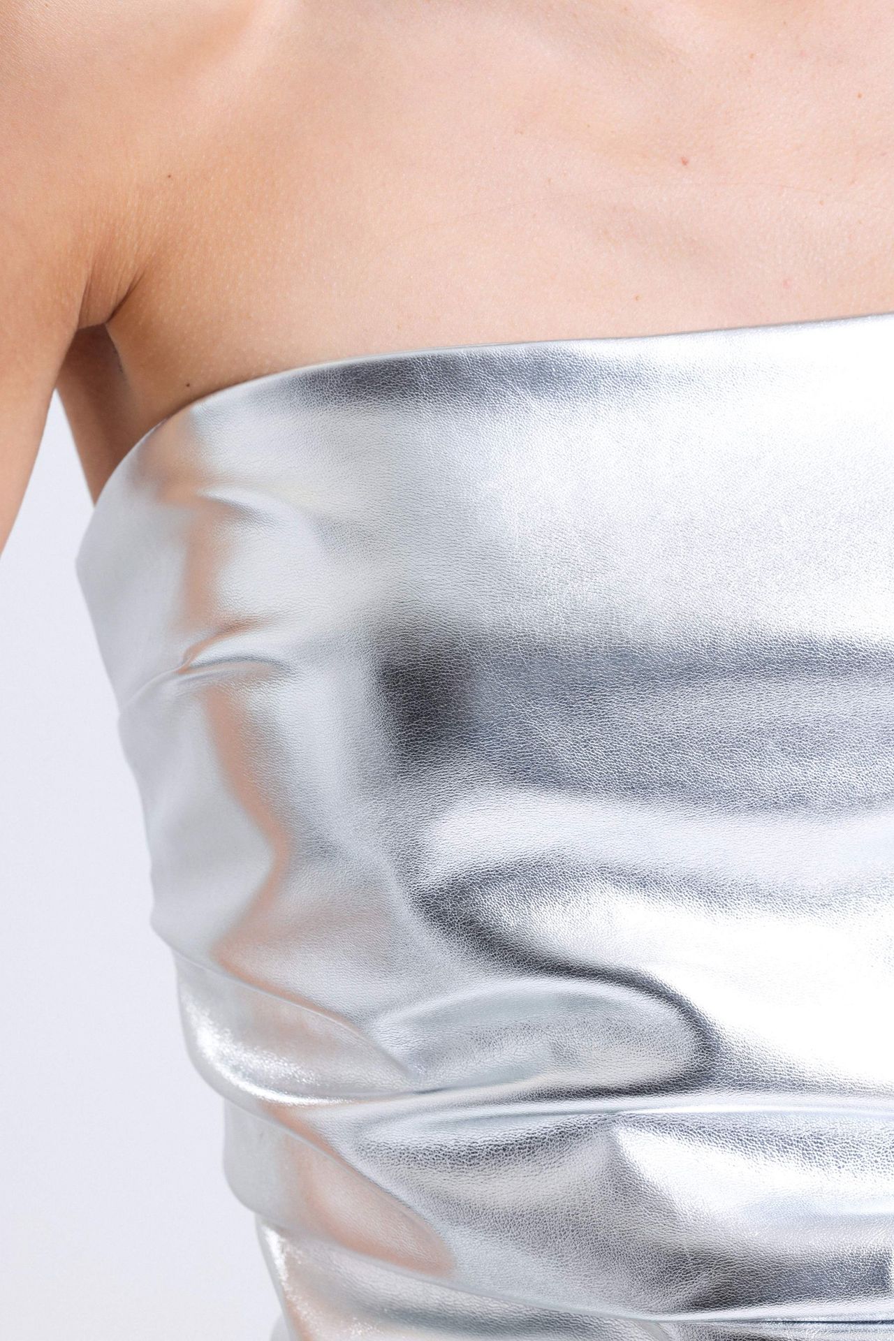 Strapless Metallic Top