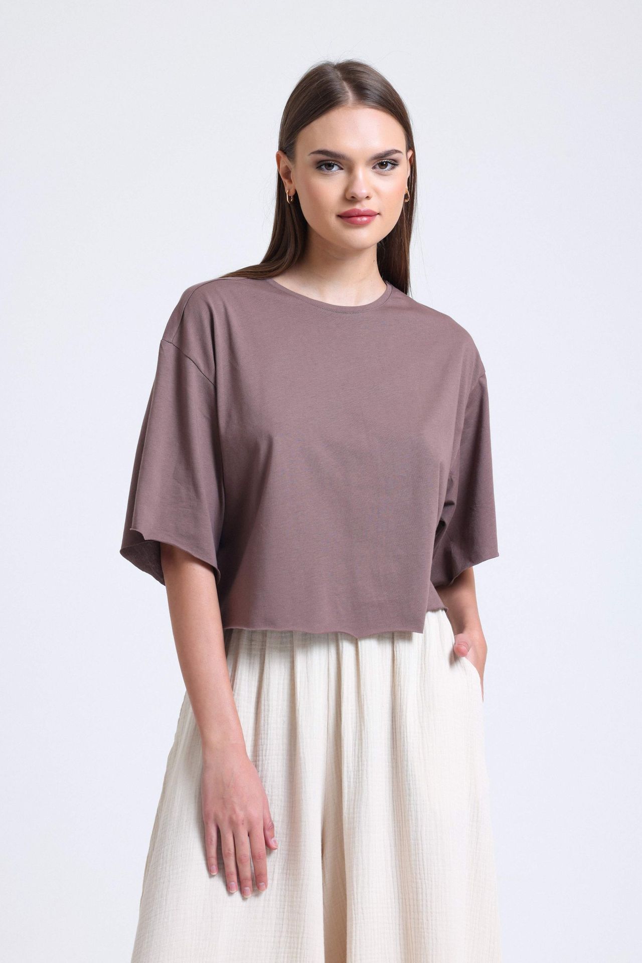 Round Neck Filthy Stitch Loose T-shirt