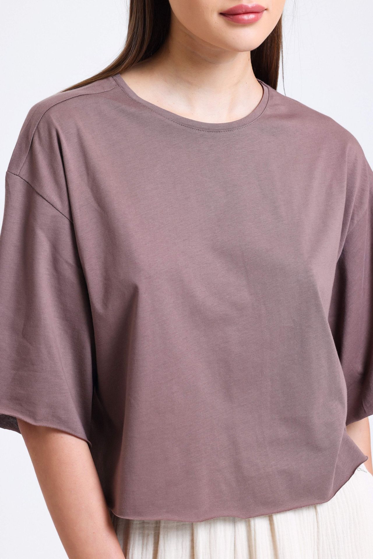 Round Neck Filthy Stitch Loose T-shirt